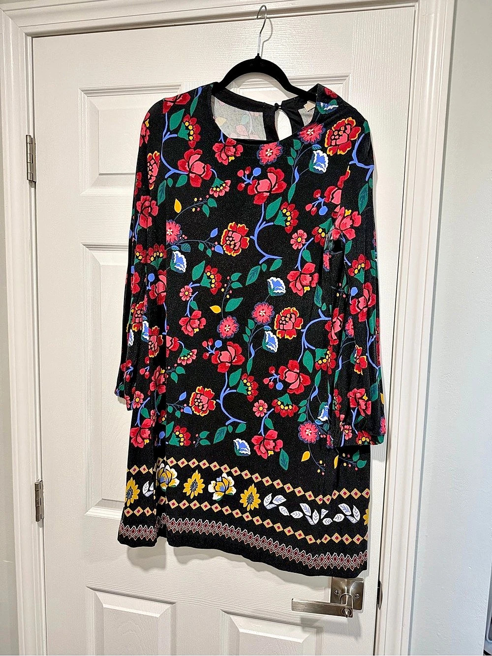 LOFT Floral Mini Dress in Black & Multicolor